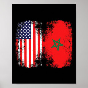 Póster Bandera mora americana de Marruecos partidario del