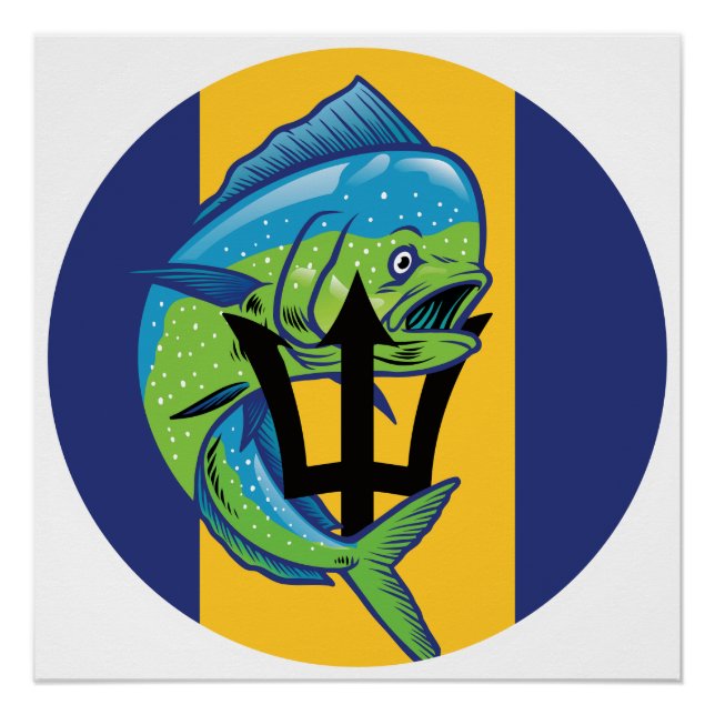 Póster Bandera nacional animal de Barbados Mahi-mahi (Anverso)