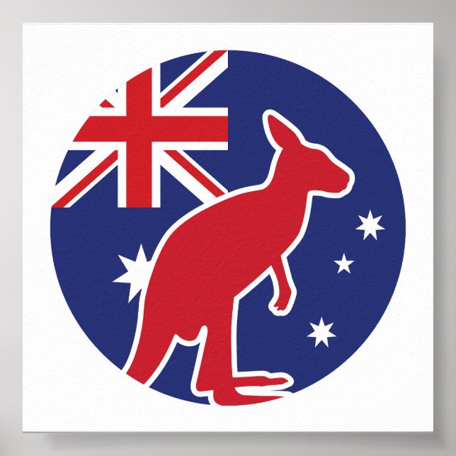 Póster Bandera nacional australiana canguro de Australia (Frente)