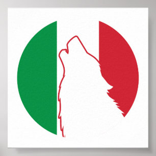 Póster Bandera nacional italiana del lobo de Italia