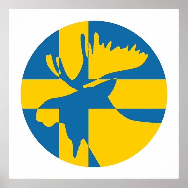 Póster Bandera nacional sueca de Suecia Moose (Frente)