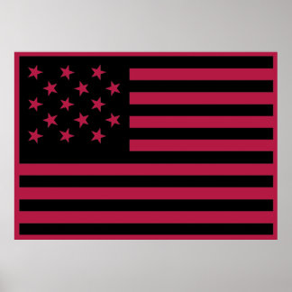 Póster Bandera negra de América con estrellas y barras