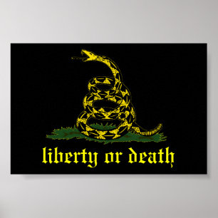 Póster bandera negra de Gadsden para la libertad o la mue