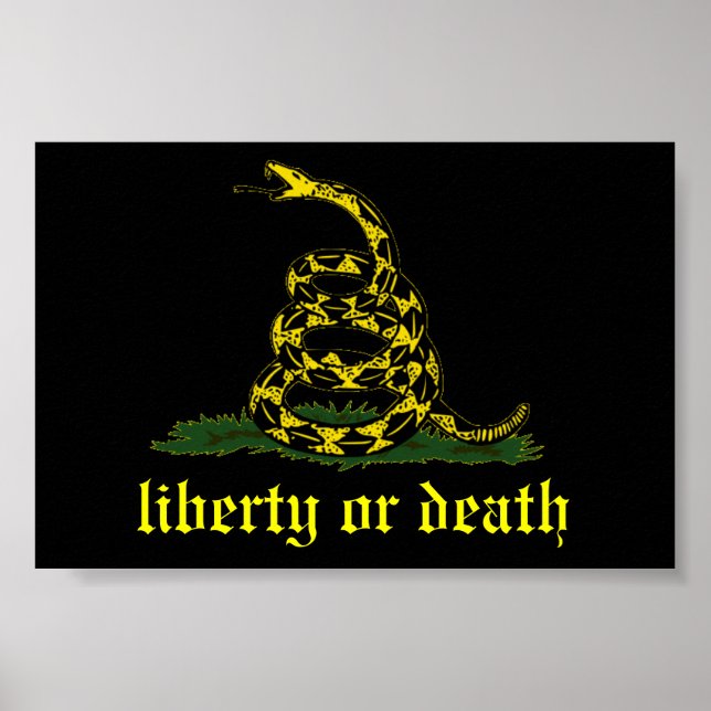 Póster bandera negra de Gadsden para la libertad o la mue (Frente)