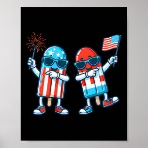 Póster Bandera Norteamericana Cute Popsicle 4 De Julio Pa