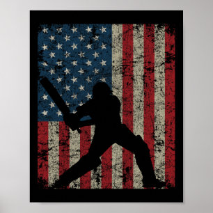 Póster Bandera Norteamericana De Cricket Vintage 4 De Jul