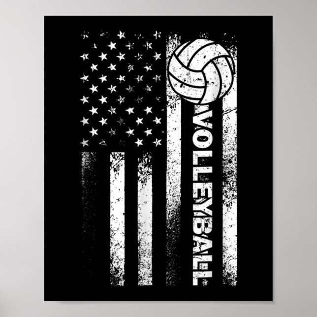 Póster Bandera norteamericana de voleibol Fun EEUU Patrió (Frente)