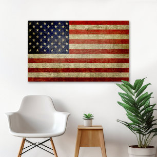 Póster Bandera norteamericana deprimida y angustiada