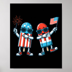 Póster Bandera Norteamericana Popsicle 4 De Julio