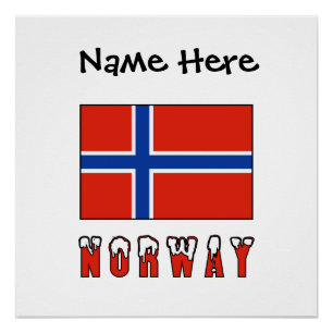 Póster Bandera noruega Noruega Personalización negra 