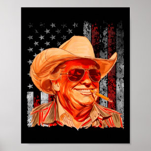 Póster Bandera Occidental Trump Vaquero Americano Vintage