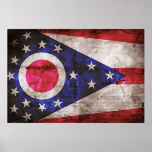 Póster Bandera Ohio Antigua;