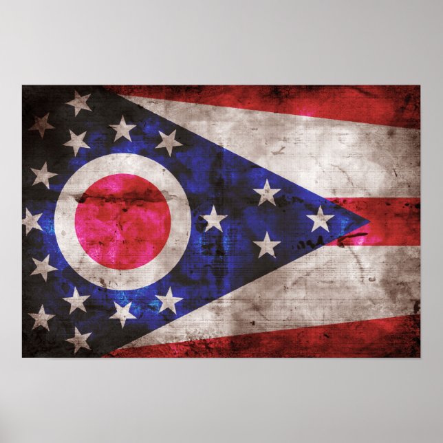 Póster Bandera Ohio Antigua; (Frente)