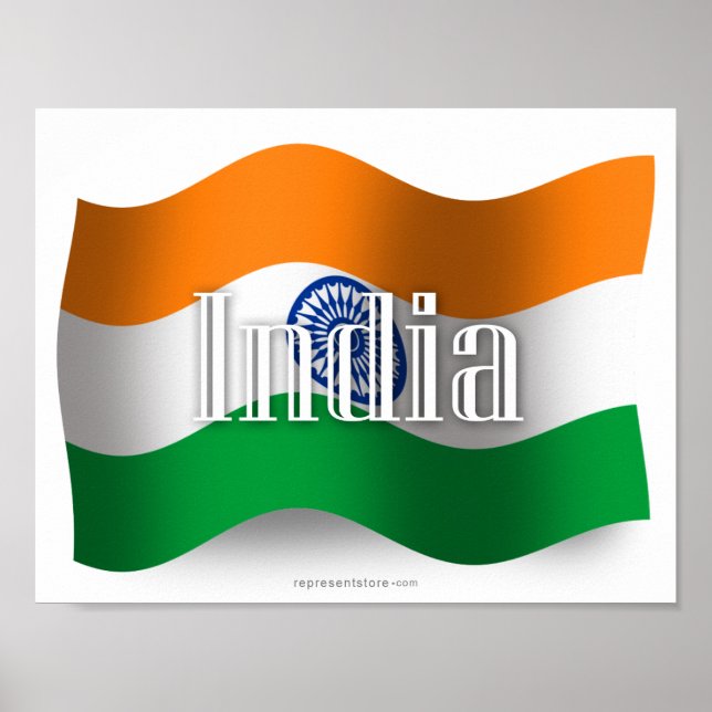 Póster Bandera ondeada de India (Frente)