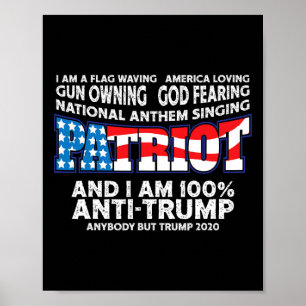 Póster Bandera ondeando Blanco Rojo Y Azul Contra Trump
