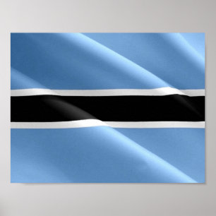 Póster Bandera ondeando BOTSWANA -