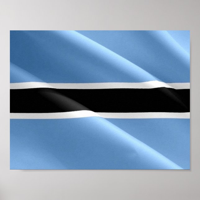 Póster Bandera ondeando BOTSWANA - (Frente)