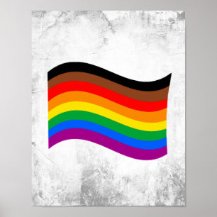 Póster Bandera ondeante de Orgullo Arcoíris de Filadelfia