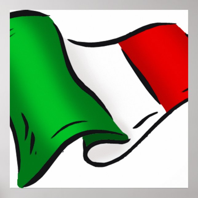 Póster Bandera ondulada de Italia (Frente)