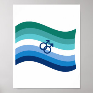 Póster Bandera Ondulada de Orgullo de Amor Gay Masculino