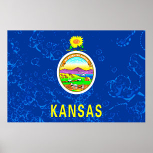 Póster Bandera ondulada del estado de Kansas
