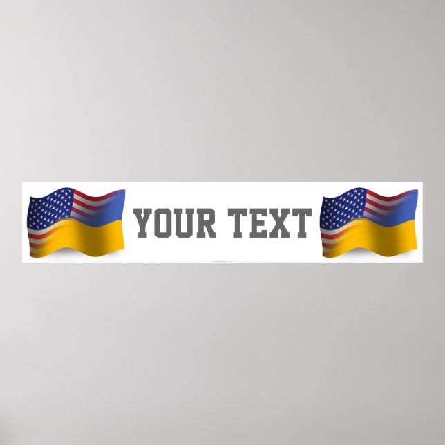 Póster Bandera onduladora ucraniano-estadounidense (Frente)