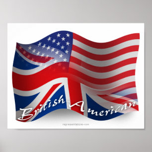 Póster Bandera ondulante británica-estadounidense