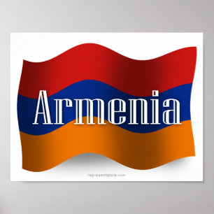 Póster Bandera ondulante de Armenia