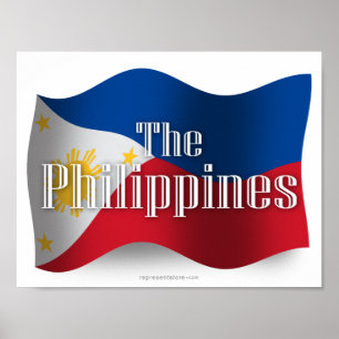 Póster Bandera ondulante de Filipinas
