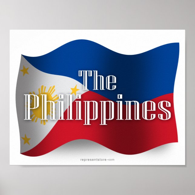 Póster Bandera ondulante de Filipinas (Frente)