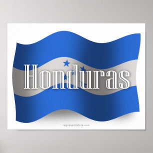Póster Bandera ondulante de Honduras