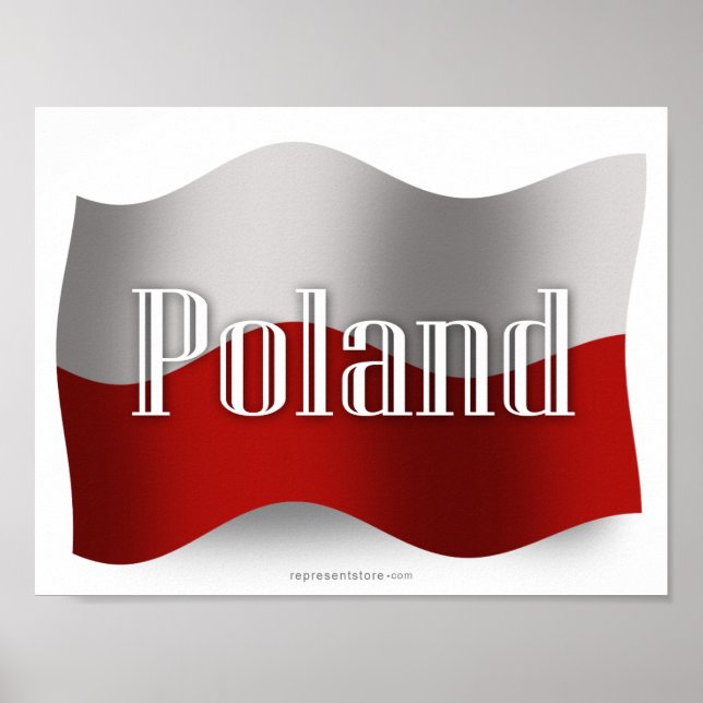 Póster Bandera ondulante de Polonia (Frente)