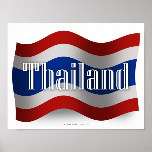 Póster Bandera ondulante de Tailandia (Frente)
