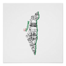 Bandera palestina dentro de su mapa, Visita Palest