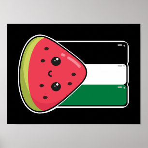 Póster Bandera palestina linda con Palestina sin sandía