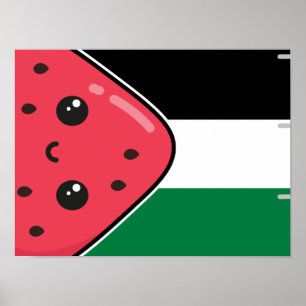 Póster Bandera palestina linda con Palestina sin sandía