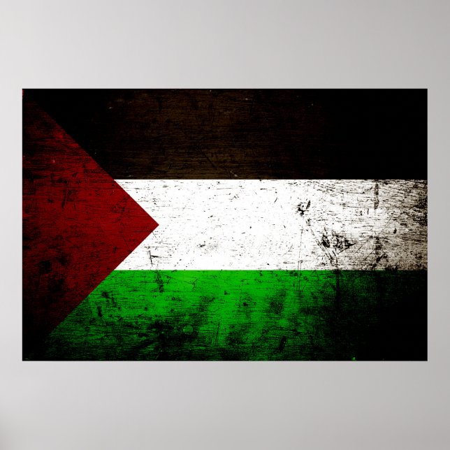 Póster Bandera palestina negra grunge (Frente)