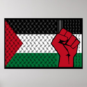Póster Bandera palestina, Salven Gaza, liberen Gaza