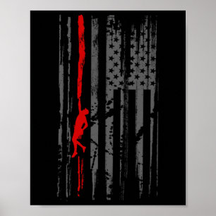 Póster Bandera Patriótica Americana de Escalada en Roca d