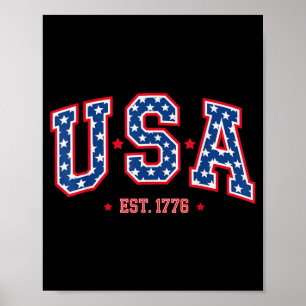 Póster Bandera patriótica americana del 4 de julio Est 17