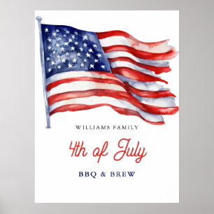 Póster Bandera Patriótica Americana Reunión Familiar del