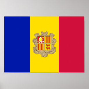 Póster Bandera Patriótica de Andorra