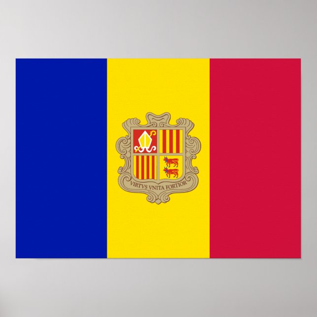Póster Bandera Patriótica de Andorra (Frente)
