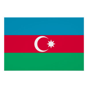 Póster Bandera patriótica de Azerbaiyán
