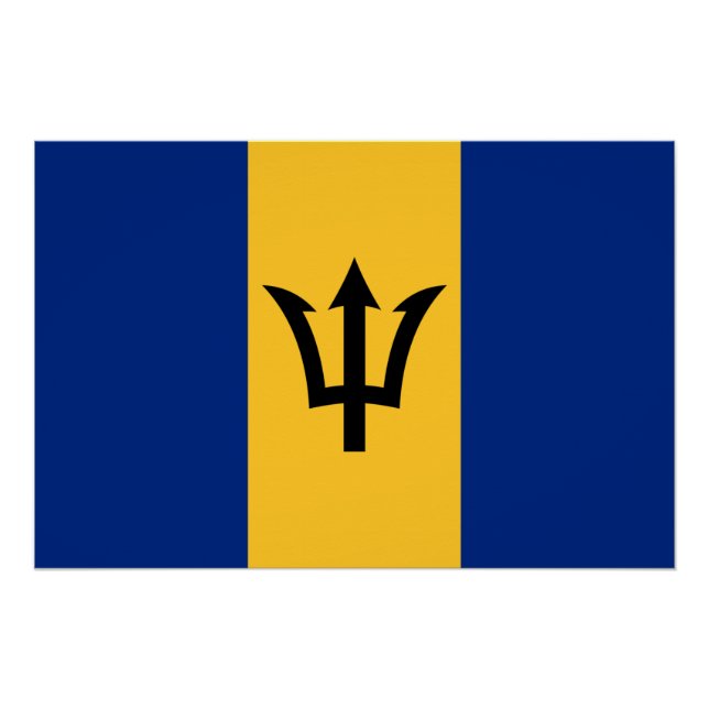 Póster Bandera Patriótica de Barbados (Anverso)