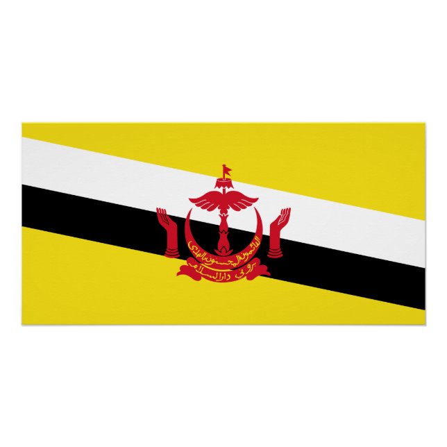 Póster Bandera Patriótica De Brunei (Anverso)