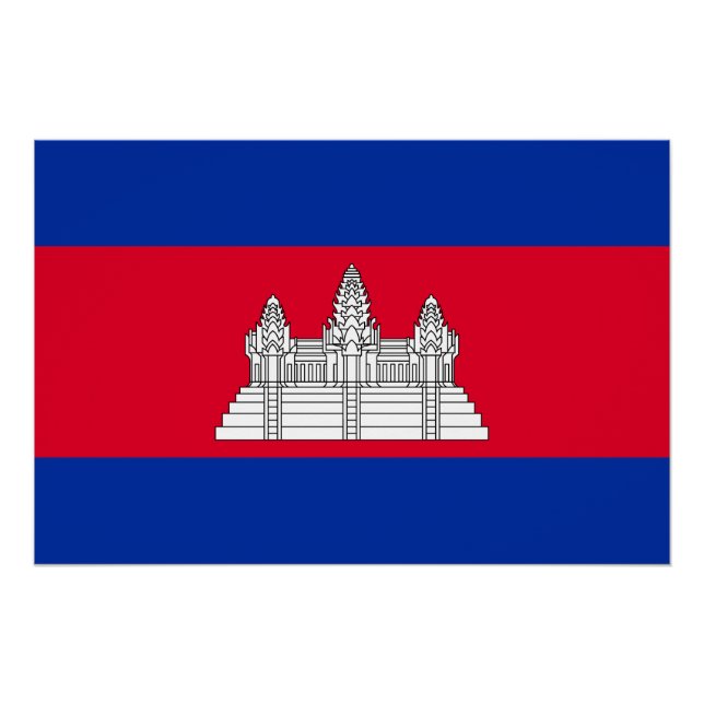 Póster Bandera Patriótica De Camboya (Anverso)