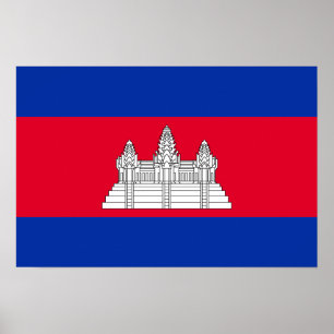 Póster Bandera Patriótica De Camboya