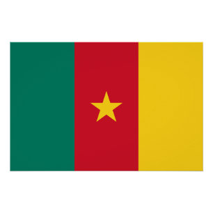 Póster Bandera patriótica de Camerún