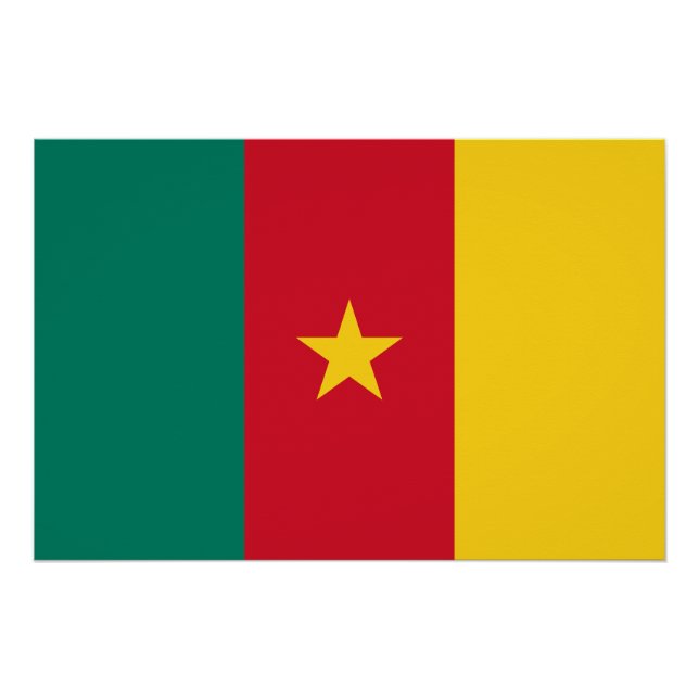 Póster Bandera patriótica de Camerún (Anverso)